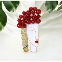 Брошка Mirshine Girl Red/White