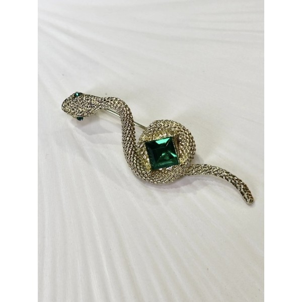 Брошка Mirshine Snake Gold/Green