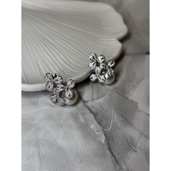 Сережки Mirshine Peаrl Flower Silver
