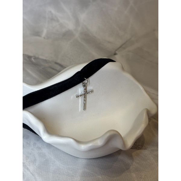 Чокер Mirshine Cross Black/Silver