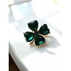 Брошка Mirshine Cloverleaf Green/Gold