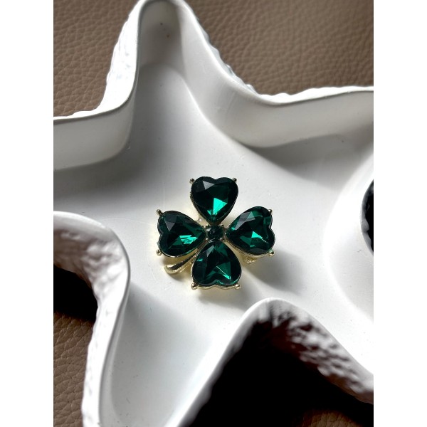 Брошка Mirshine Cloverleaf Green/Gold