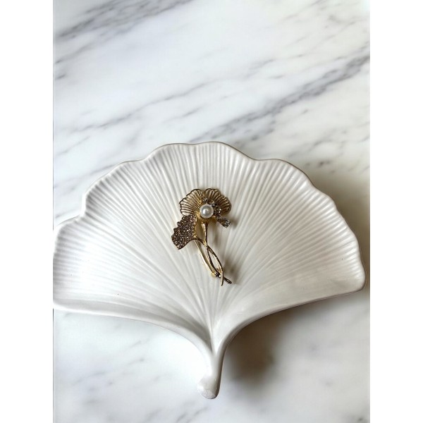 Брошка Mirshine Ginkgo Pearl/Gold