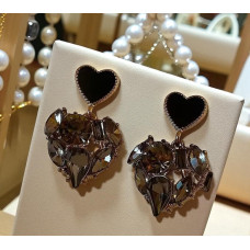 Сережки Mirshine Cristal Heart Black/Gold