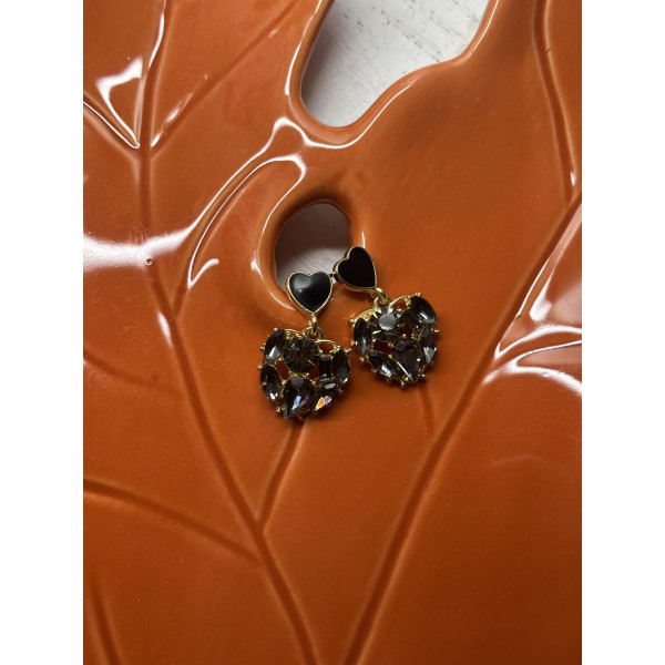 Сережки Mirshine Cristal Heart Black/Gold