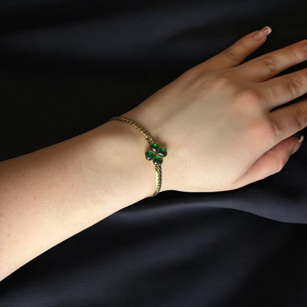Браслет Mirshine Сlover Gold/Green