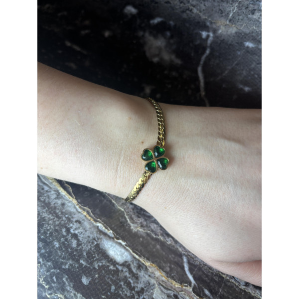 Браслет Mirshine Сlover Gold/Green
