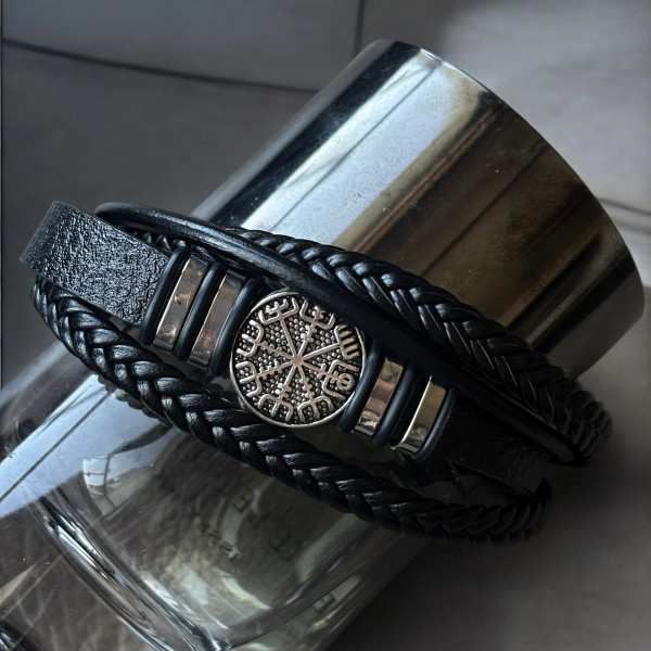 Браслет Mirshine Runes Leather Black