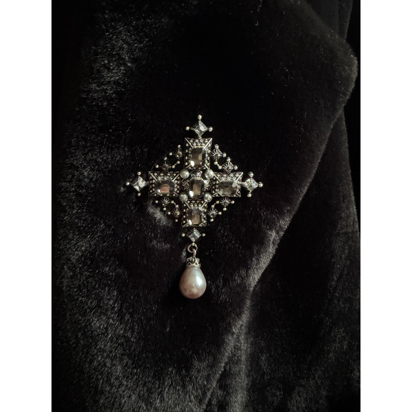 Брошка Mirshine Cristal Cross Black/Silver Брошка Mirshine Cristal Cross Black/Silver